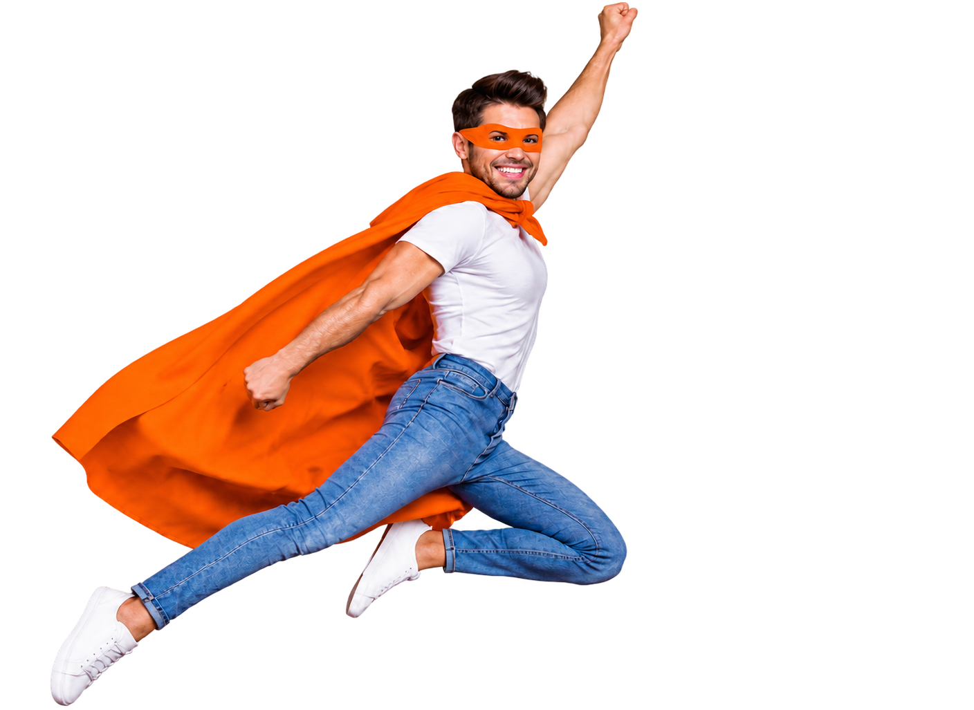 Homme avec une cape orange, illustration Himero